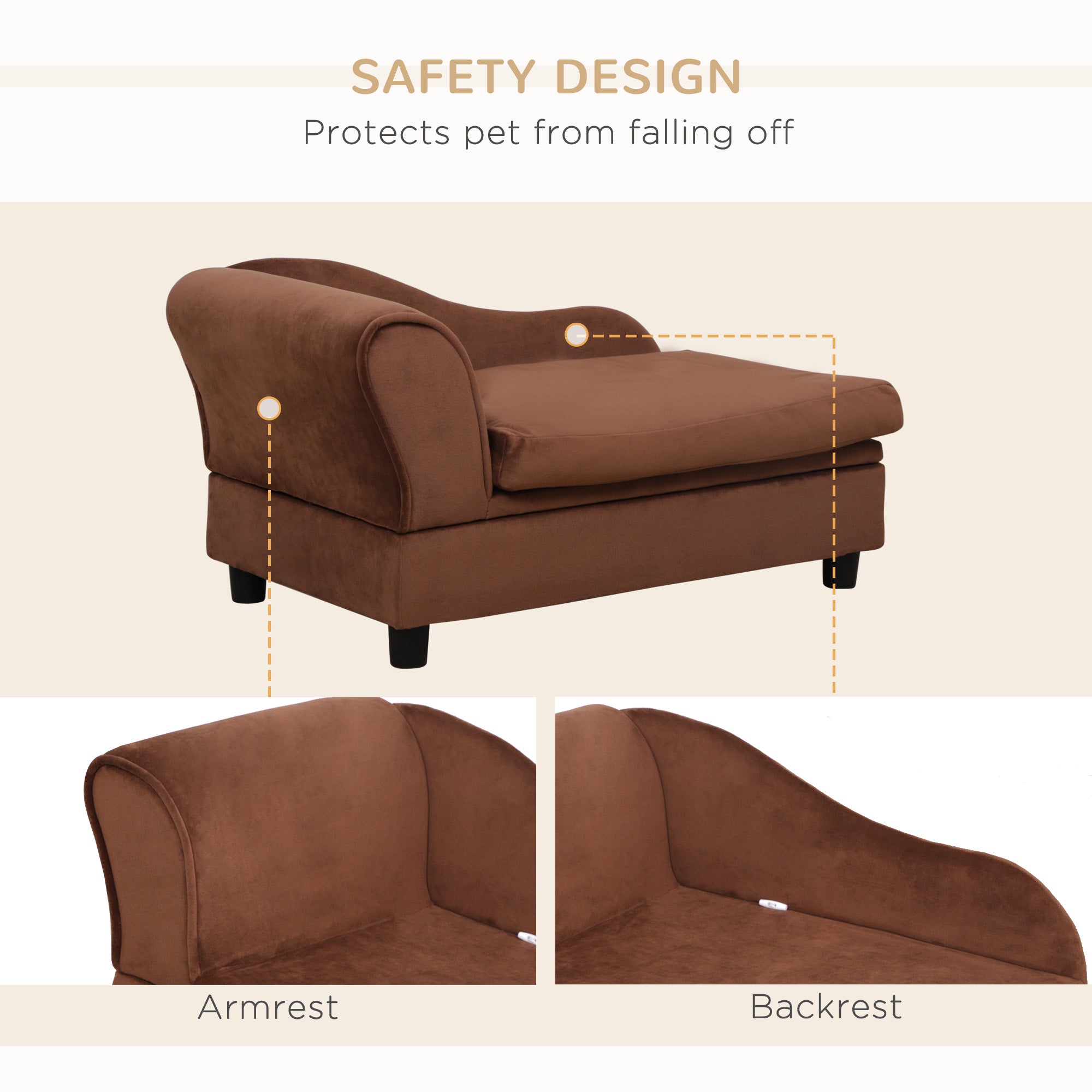 Paw Haven Storage Pet Sofa – Small Dog Couch with 23L Hidden Storage, Brown