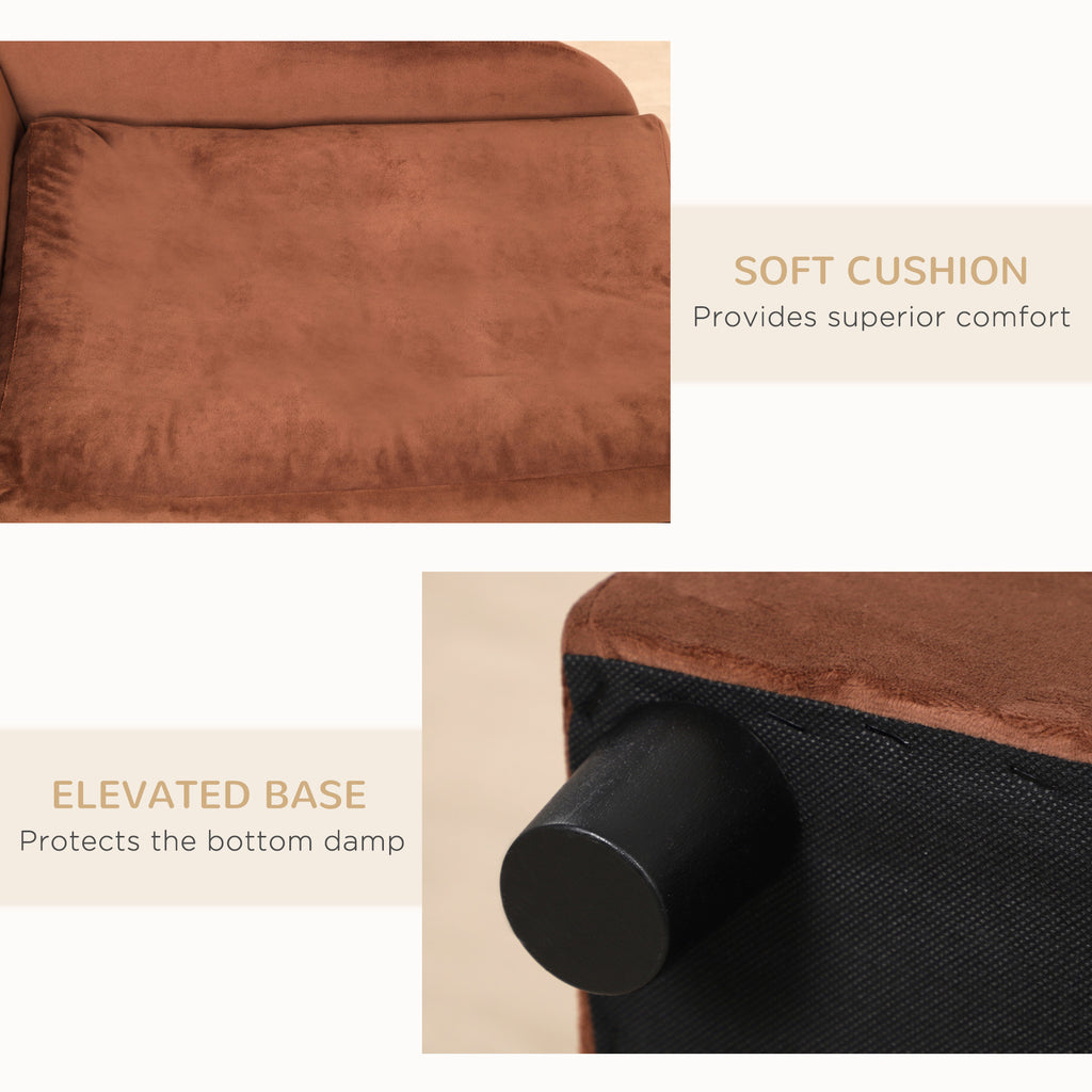 Paw Haven Storage Pet Sofa – Small Dog Couch with 23L Hidden Storage, Brown