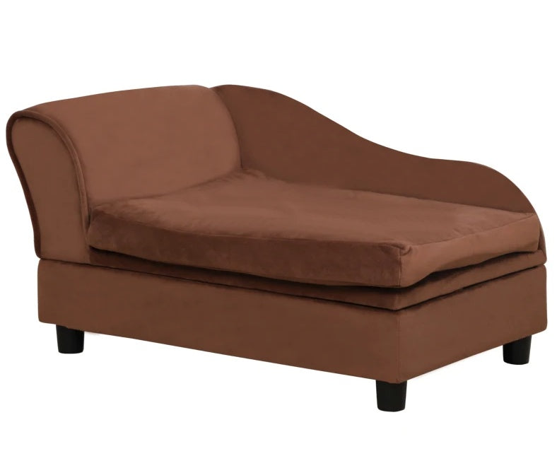 Paw Haven Storage Pet Sofa – Small Dog Couch with 23L Hidden Storage, Brown