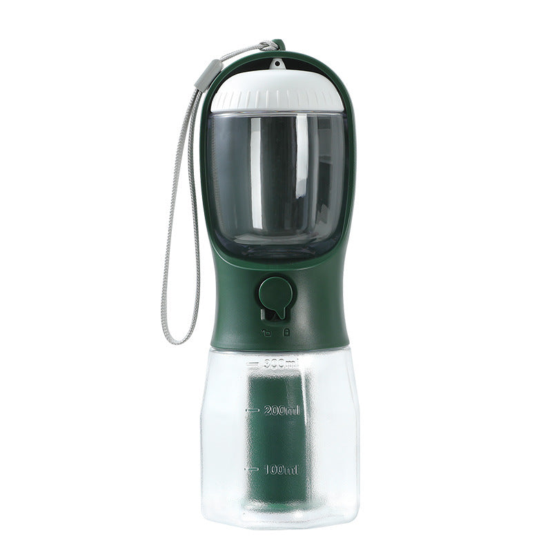 Paw Haven 3-in-1 Portable Pet Water Bottle – 300ml Water, Food & Waste Bag Dispenser