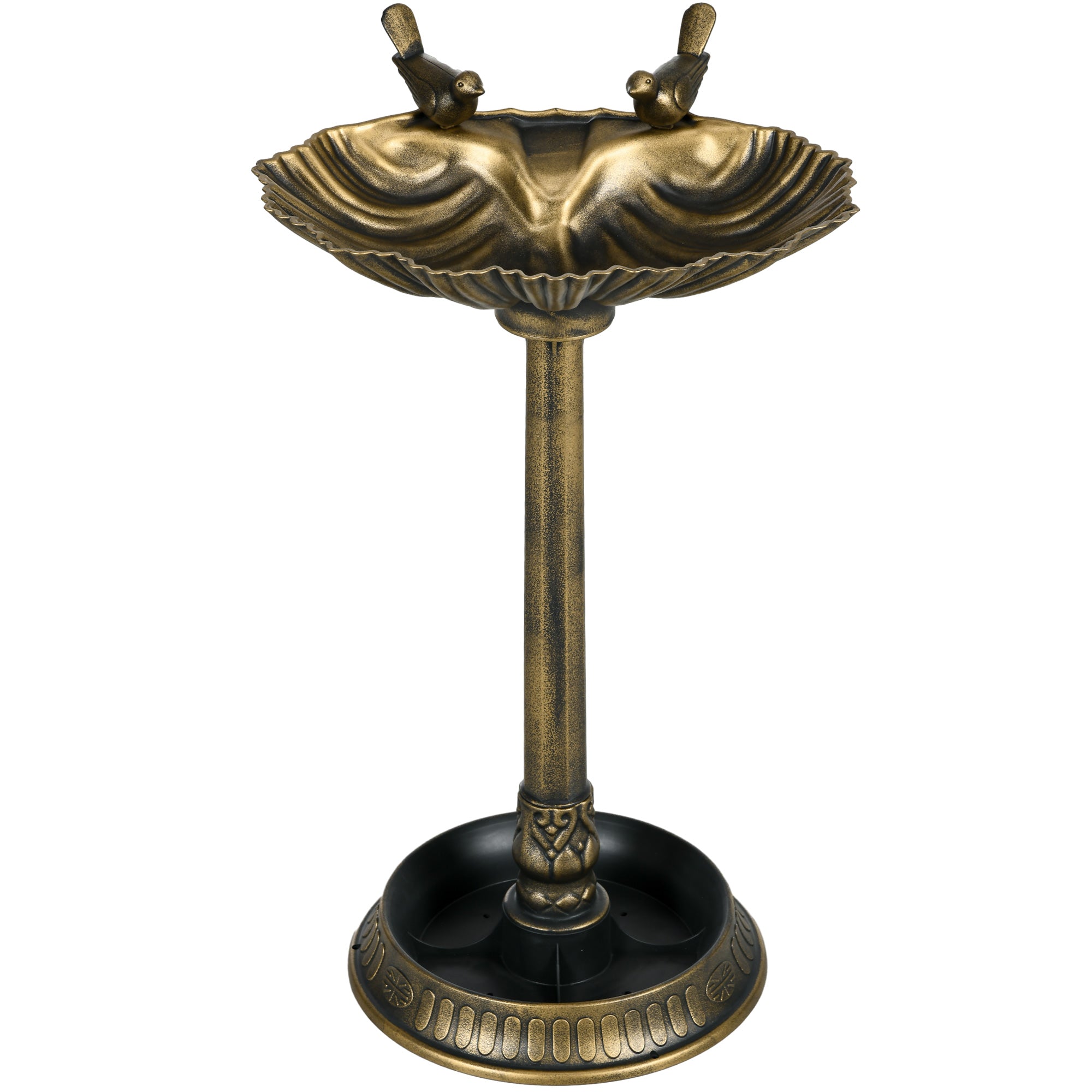 ZenPaw 32" Antique Bronze Bird Bath with Planter Pedestal & Bird Statues