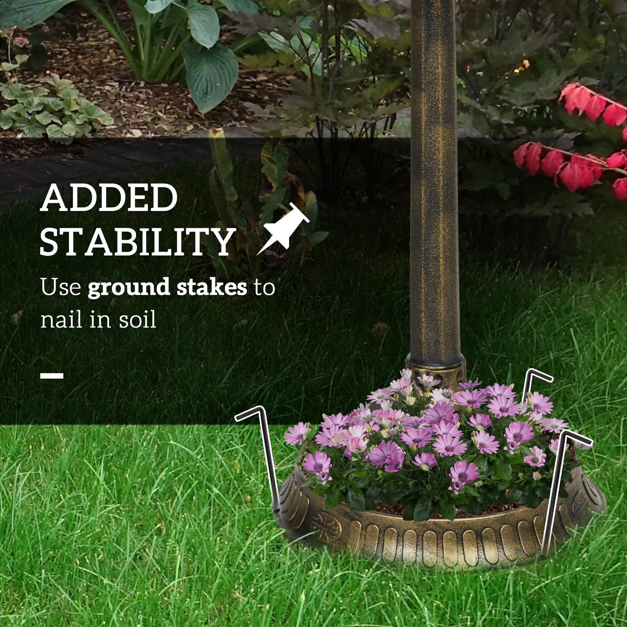 ZenPaw 32" Antique Bronze Bird Bath with Planter Pedestal & Bird Statues